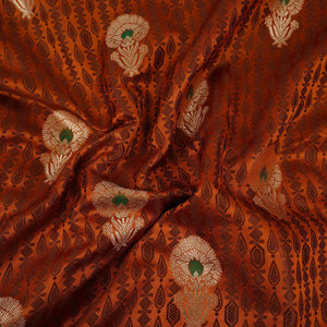 Brown Floral Buta Meena Zari Brocade Fabric HMS-35018