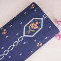 Denim Blue Floral Embroidery Denim Schiffli Fabric AF-30933