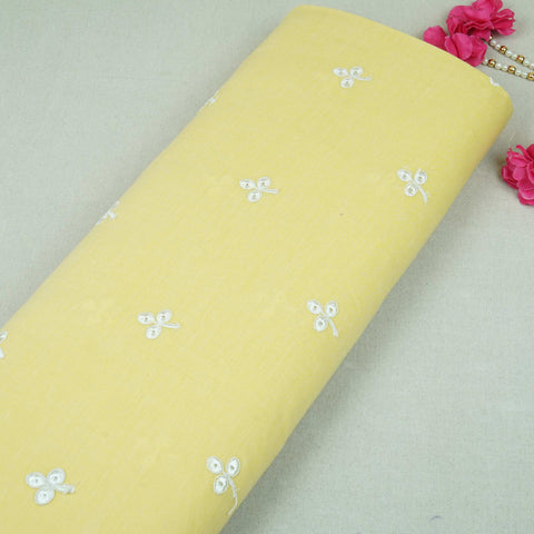 Yellow Floral Embroidery South Cotton Fabric ZA-30591