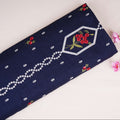 Navy Blue Floral Embroidery Denim Schiffli Fabric AF-30932