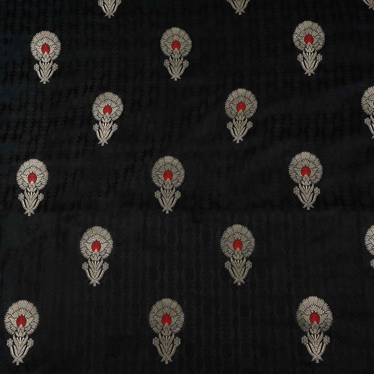 Black Floral Buta Meena Zari Brocade Fabric HMS-35015