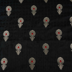 Black Floral Buta Meena Zari Brocade Fabric HMS-35015