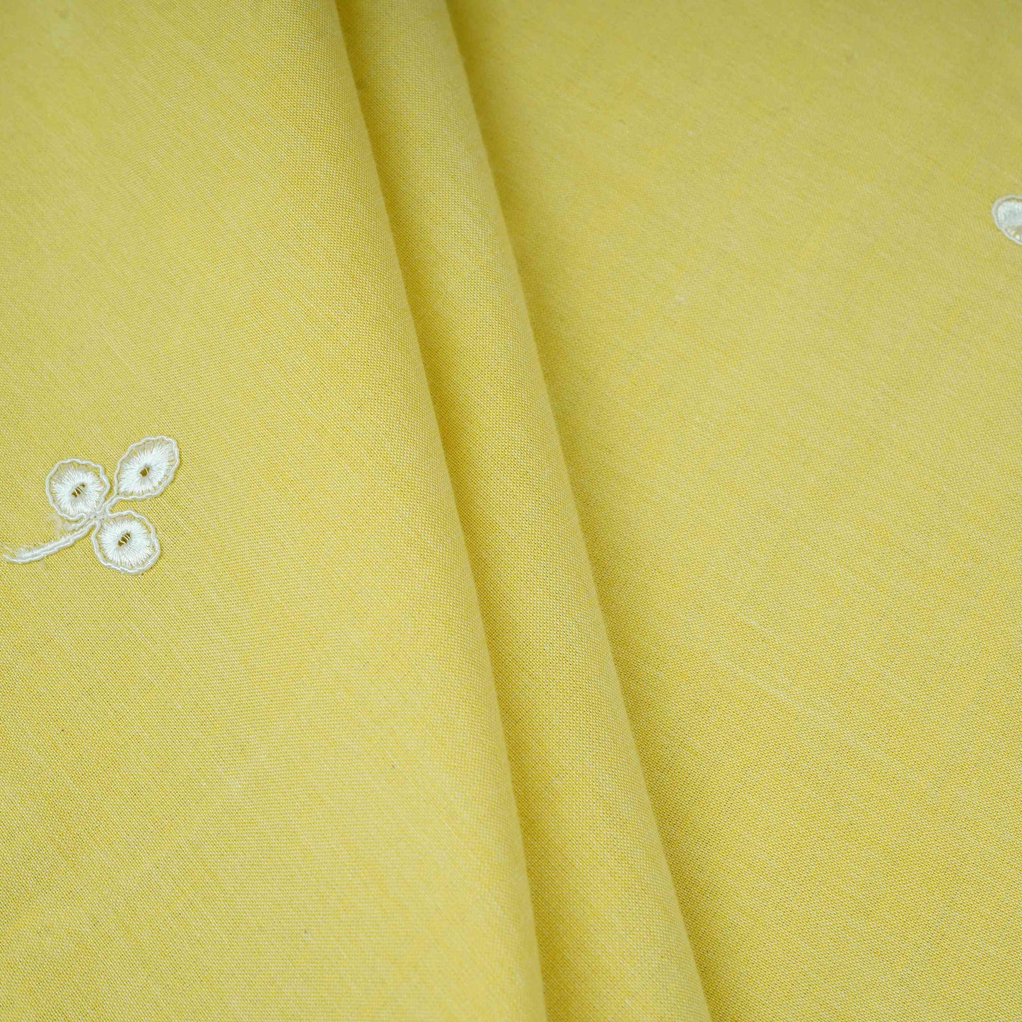 Yellow Floral Embroidery South Cotton Fabric ZA-30591