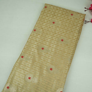 Cream Floral Buta Meena Zari Brocade Fabric HMS-35019