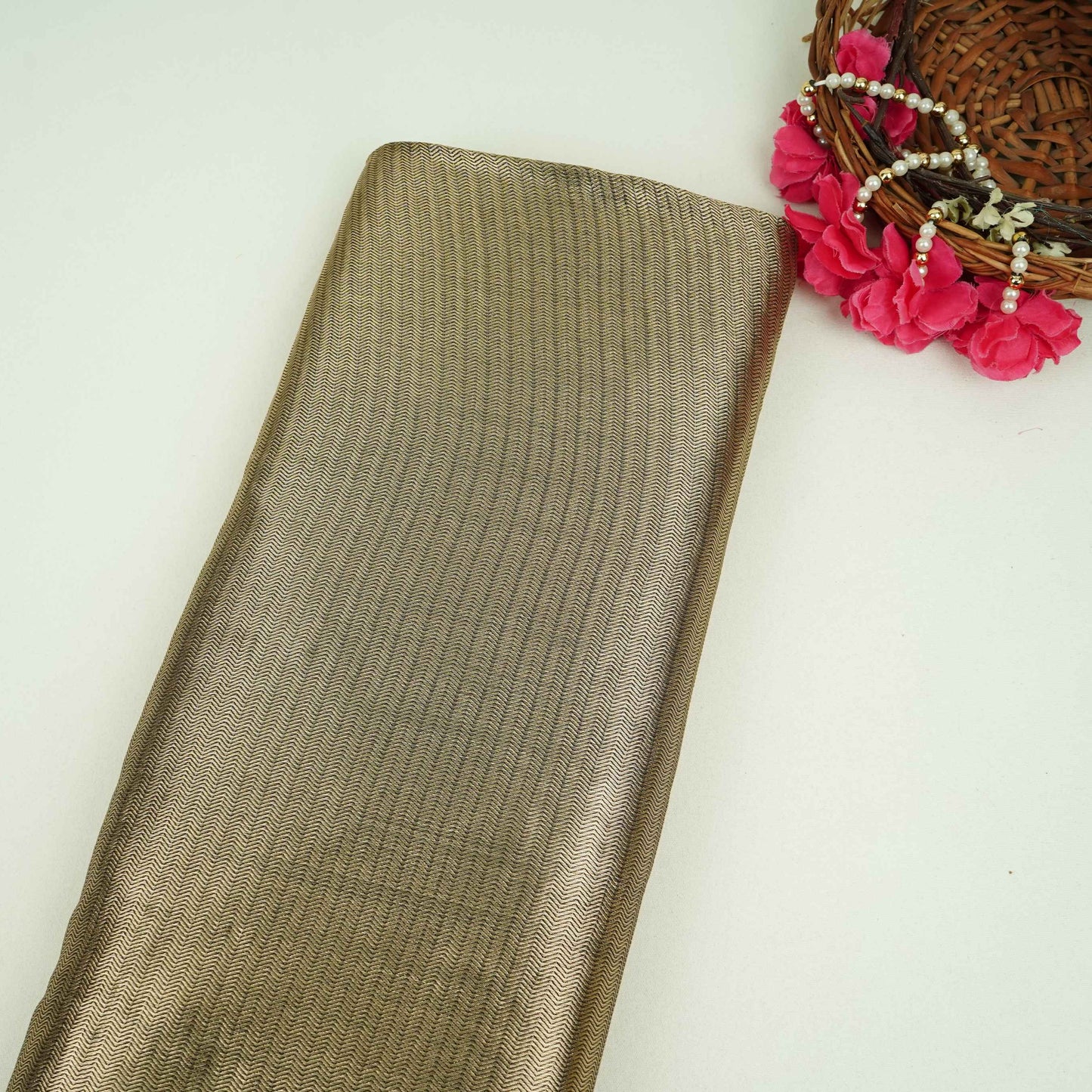 Charcoal Grey Chevron Weave Tissue Fabric CW-32528