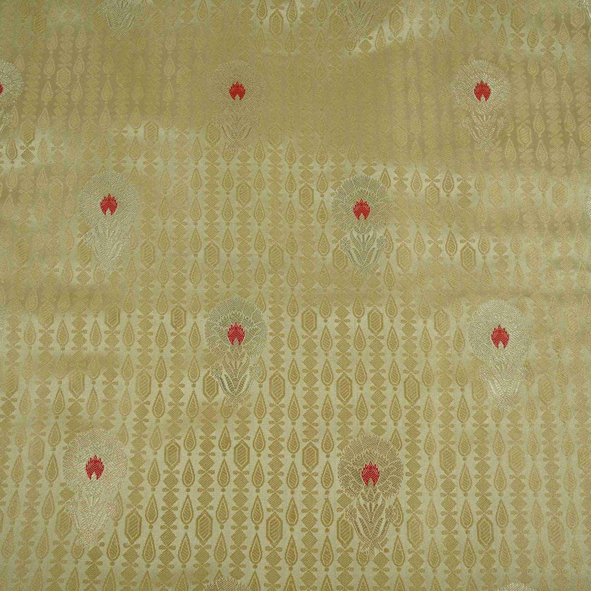 Cream Floral Buta Meena Zari Brocade Fabric HMS-35019