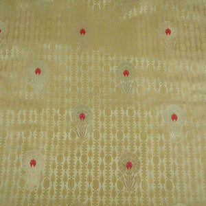 Cream Floral Buta Meena Zari Brocade Fabric HMS-35019