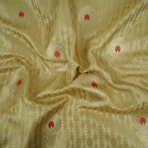 Cream Floral Buta Meena Zari Brocade Fabric HMS-35019