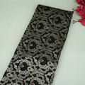 Black Floral Jaal Meena Zari Brocade Fabric HMS-35023