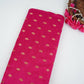 Fuchsia Pink With Golden Buti Raw Silk Fabric CW-32517