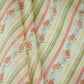 Off White & Green Floral Stripes Print Mul Chanderi Fabric GTS-30505