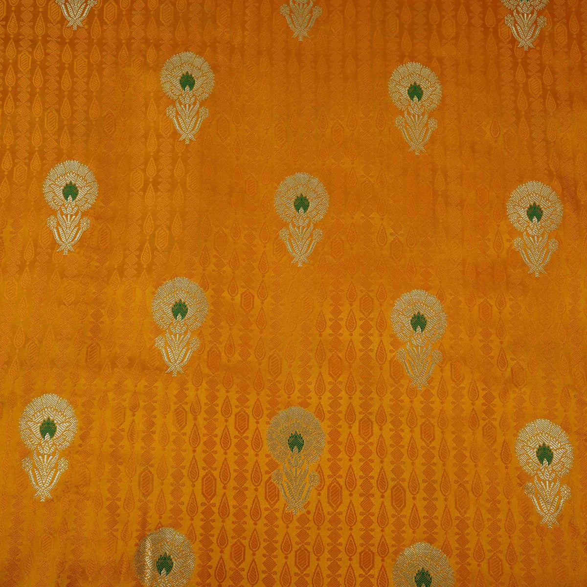 Yellow Floral Buta Meena Zari Brocade Fabric HMS-35017