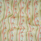 Off White & Green Floral Stripes Print Mul Chanderi Fabric GTS-30505