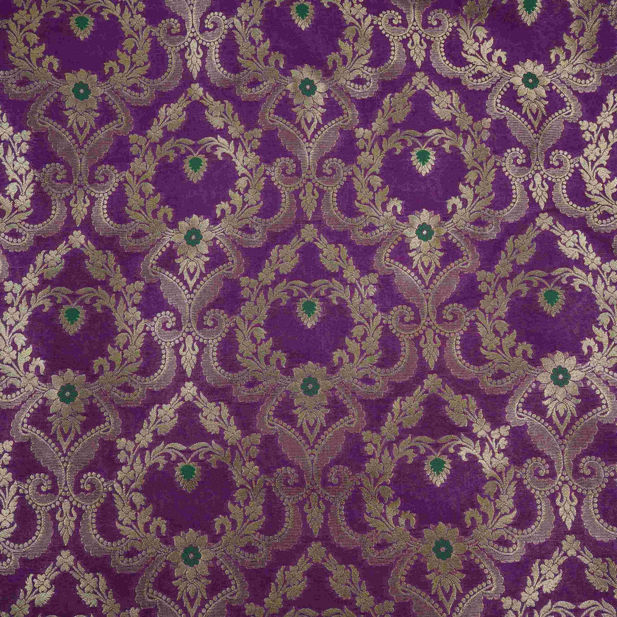 Purple Floral Jaal Meena Zari Brocade Fabric HMS-35006