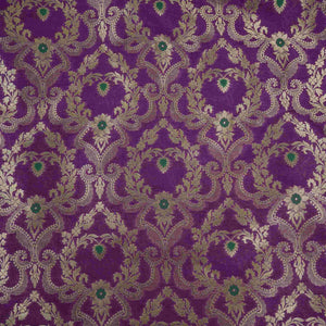 Purple Floral Jaal Meena Zari Brocade Fabric HMS-35006
