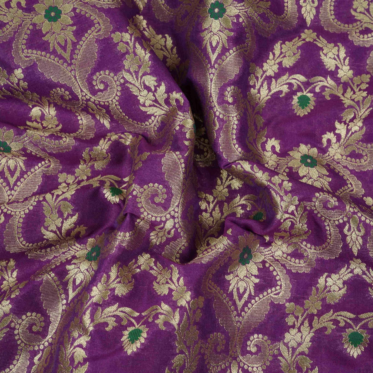 Purple Floral Jaal Meena Zari Brocade Fabric HMS-35006