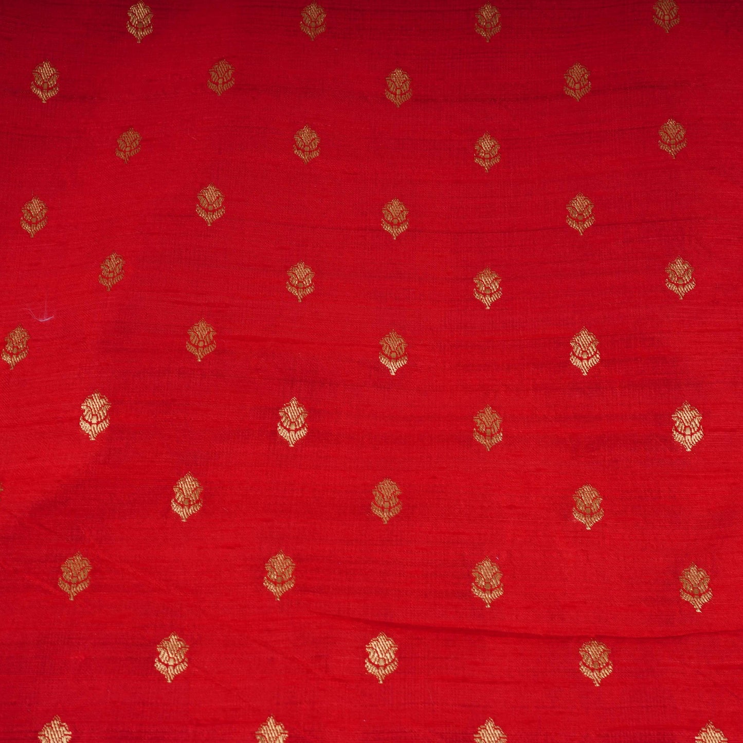 Red With Golden Buti Raw Silk Fabric CW-32514
