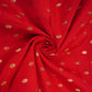 Red With Golden Buti Raw Silk Fabric CW-32514