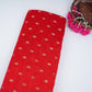 Red With Golden Buti Raw Silk Fabric CW-32514