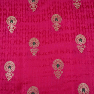 Pink Floral Buta Meena Zari Brocade Fabric HMS-35016