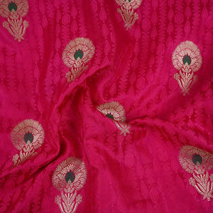 Pink Floral Buta Meena Zari Brocade Fabric HMS-35016