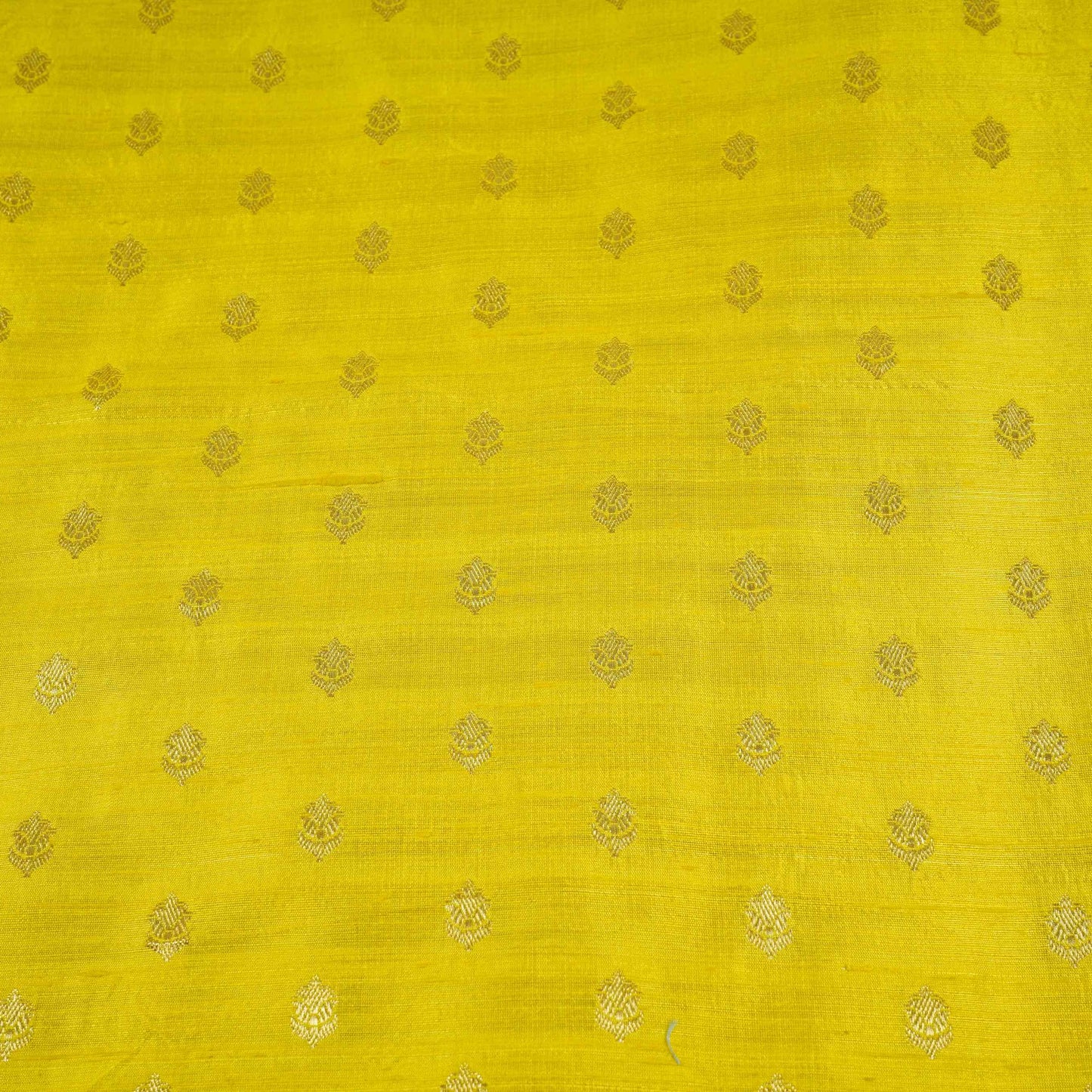 Yellow With Golden Buti Raw Silk Fabric CW-32515
