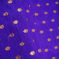 Royal Blue With Golden Buti Raw Silk Fabric CW-32516