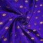 Royal Blue With Golden Buti Raw Silk Fabric CW-32516