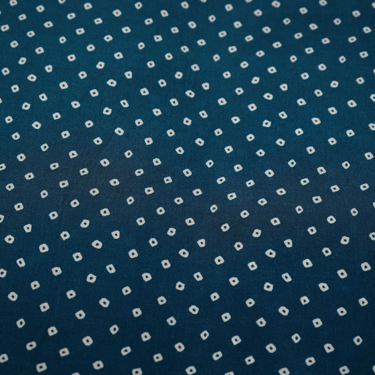 Teal Blue Bandhani Print Natural Crepe Fabric GL-34528