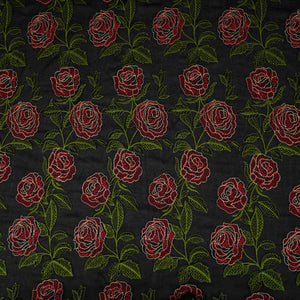 Black Floral Embroidery Pure Cotton Fabric MJF-30667 - TradeUNO