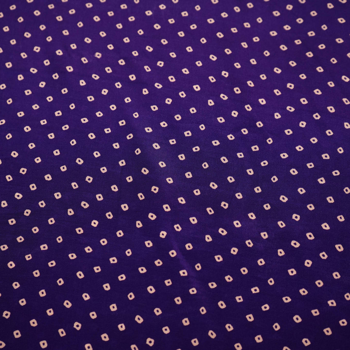 Royal Blue Bandhani Print Natural Crepe Fabric GL-34534