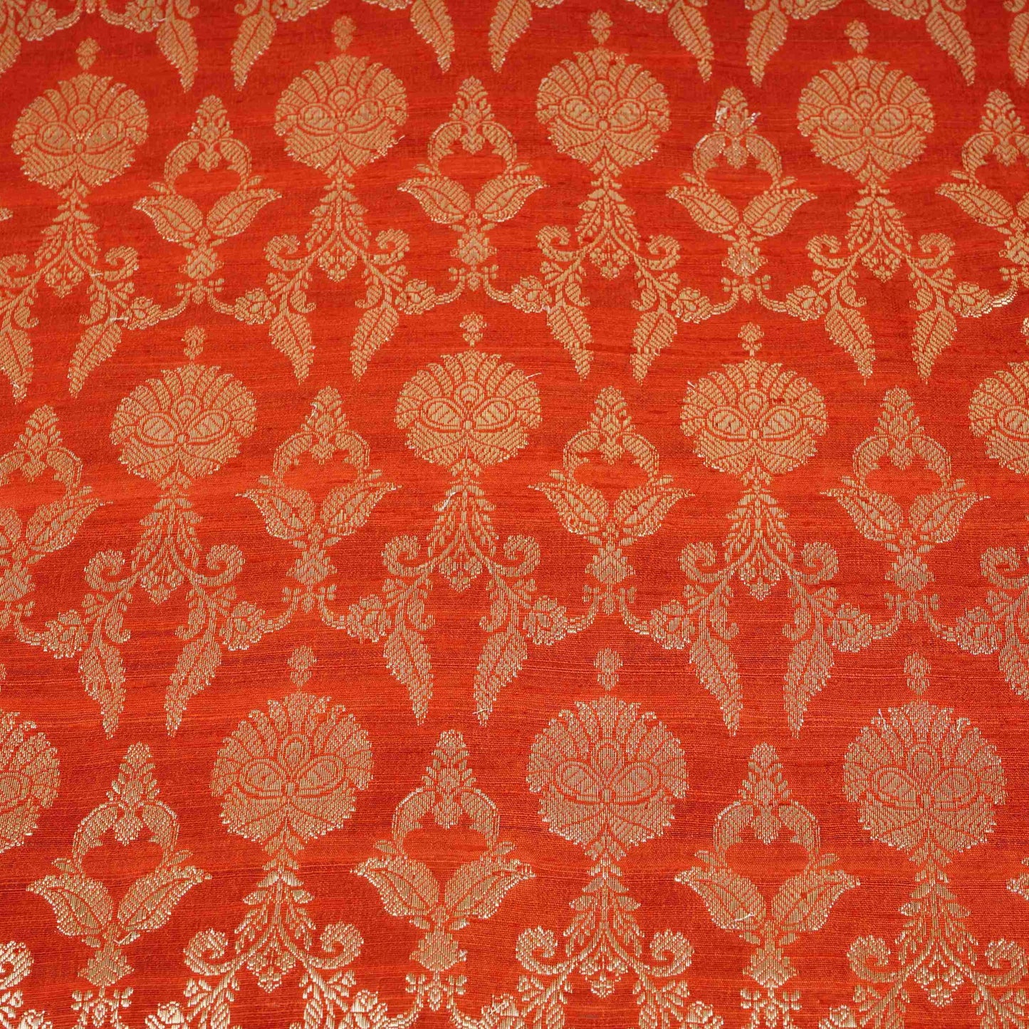 Red Floral Jaal Raw Silk Fabric CW-32524
