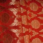 Red Floral Jaal Raw Silk Fabric CW-32524