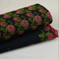 Black Border Floral Embroidery Pure Cotton Fabric MJF-30668