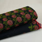Black Floral Embroidery Pure Cotton Fabric MJF-30667