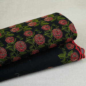 Black Floral Embroidery Pure Cotton Fabric MJF-30667 - TradeUNO
