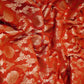 Red Floral Jaal Raw Silk Fabric CW-32524