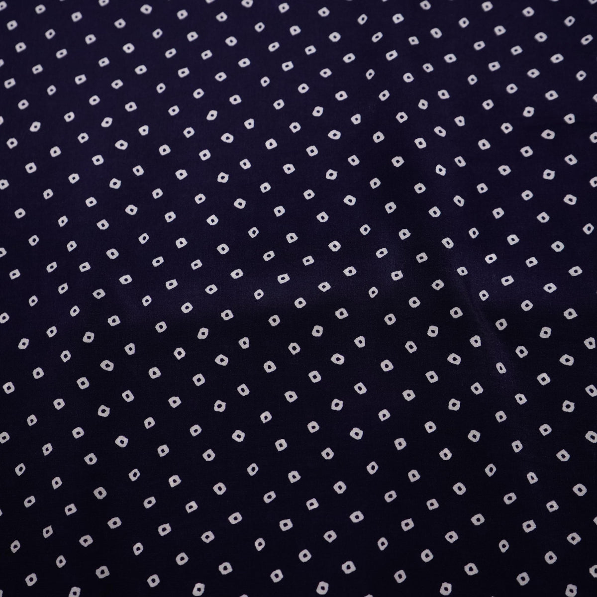 Navy Blue Bandhani Print Natural Crepe Fabric GL-34527