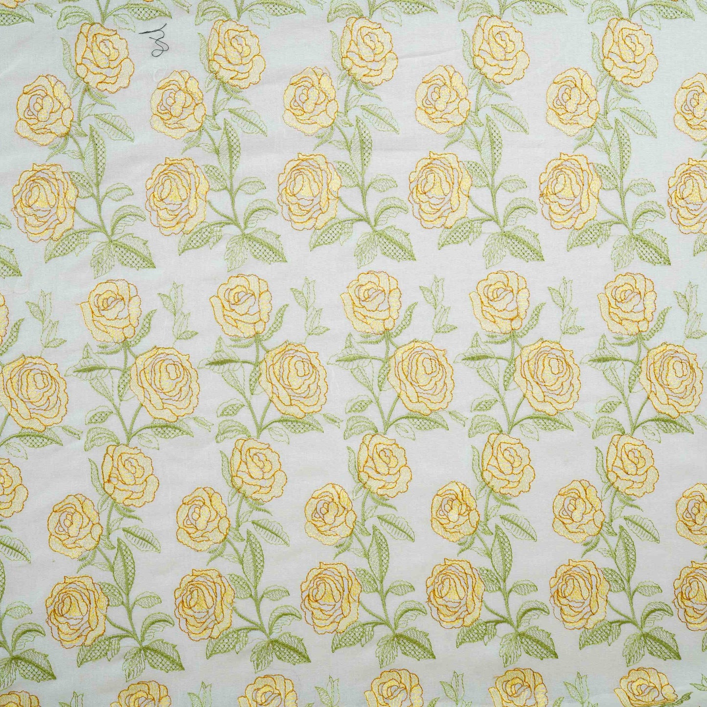 Cream Floral Embroidery Pure Cotton Fabric MJF-30669