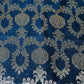 Navy Blue Floral Jaal Raw Silk Fabric CW-32521