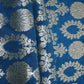 Navy Blue Floral Jaal Raw Silk Fabric CW-32521