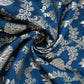 Navy Blue Floral Jaal Raw Silk Fabric CW-32521