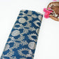 Navy Blue Floral Jaal Raw Silk Fabric CW-32521