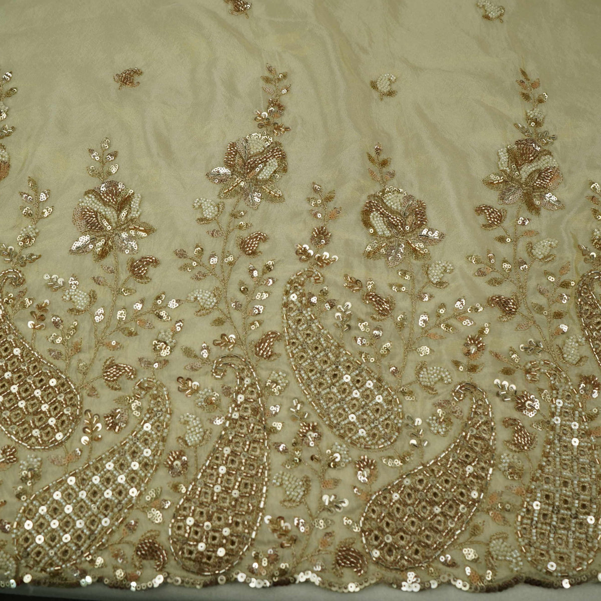 Sequins Cutdana Cutwork Embroidery Dyeable Tissue Fabric GL-34536