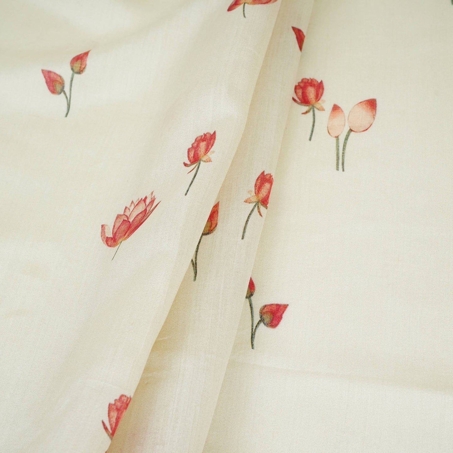 Off White Pichwai With Border Chiniya Silk Fabric CW-32577