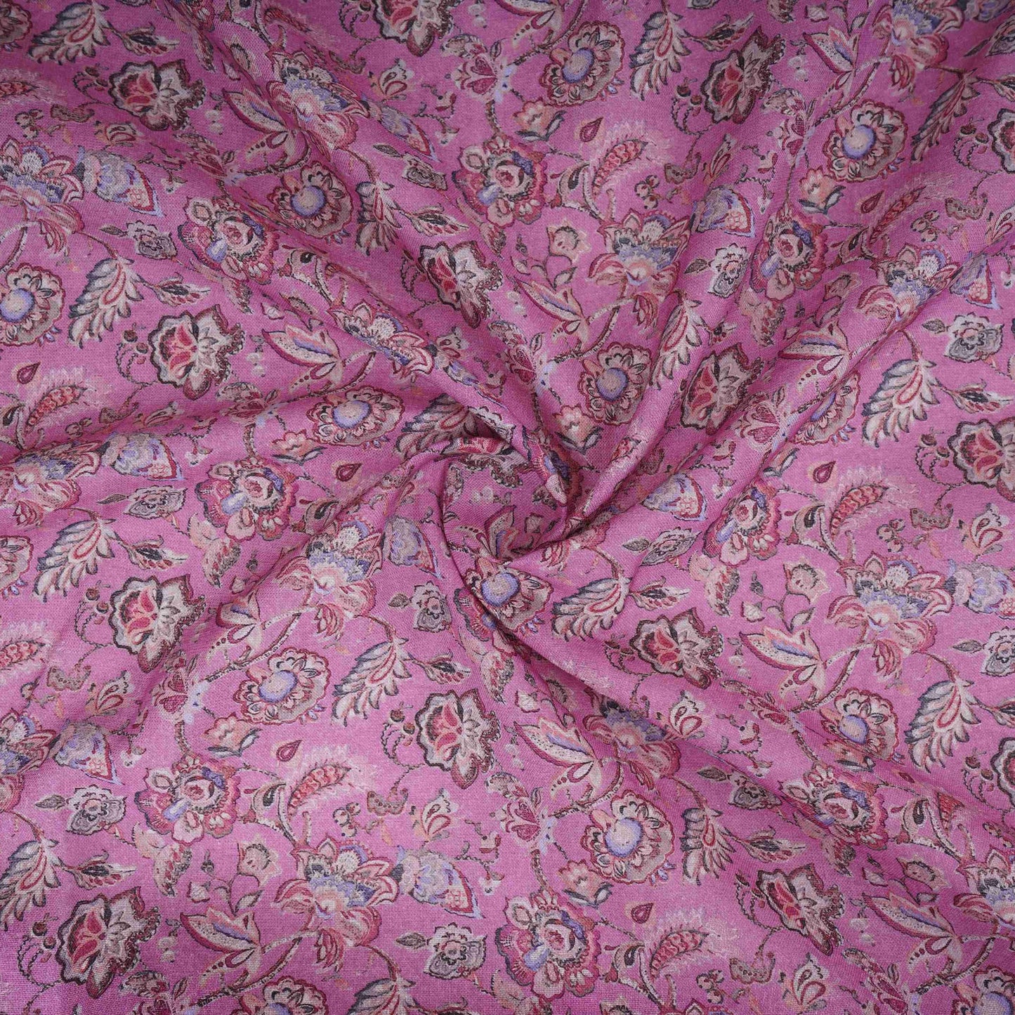 Dusty Mauve Floral Print Cotton Linen Fabric RT-30957
