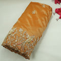 Orange Bird Cutdana Embroidery Kanjivaram Tissue Fabric VI-35003