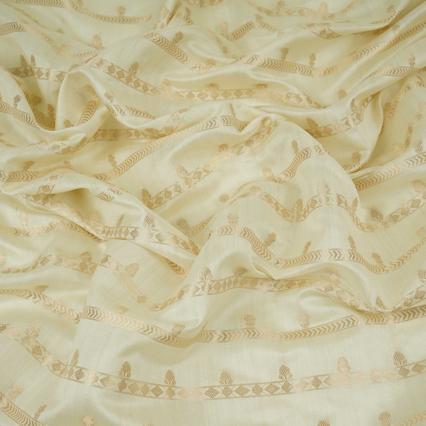 Off White Dyeable Jaal Chiniya Silk Fabric CW-32585