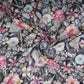 Black Floral Print Cotton Linen Fabric RT-30958