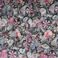 Black Floral Print Cotton Linen Fabric RT-30958